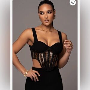 NWT Jluxlabel Black Stop And Stare Crochet Top